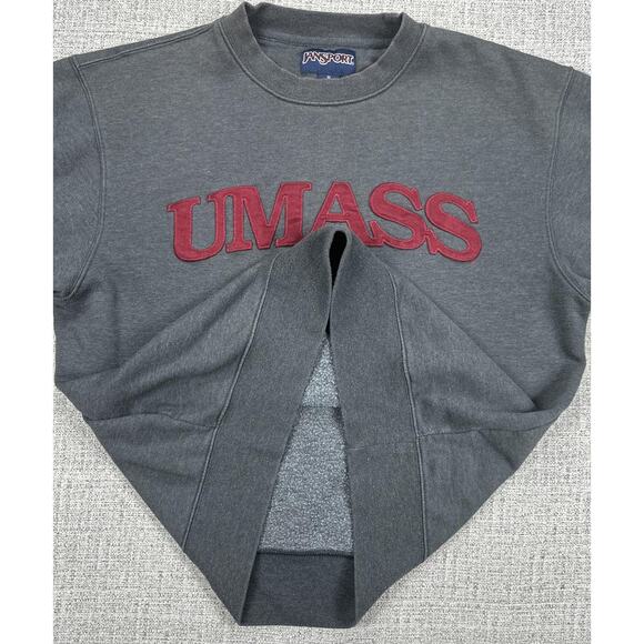 UMass Sweatshirt Mens Medium JanSport 1863 Gray Crewneck Pullover College Soft - Picture 8 of 12